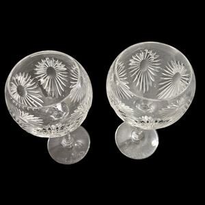 Waterford Crystal Daisy Cut Goblets Pair 8" Tall Vintage Ireland Glasses